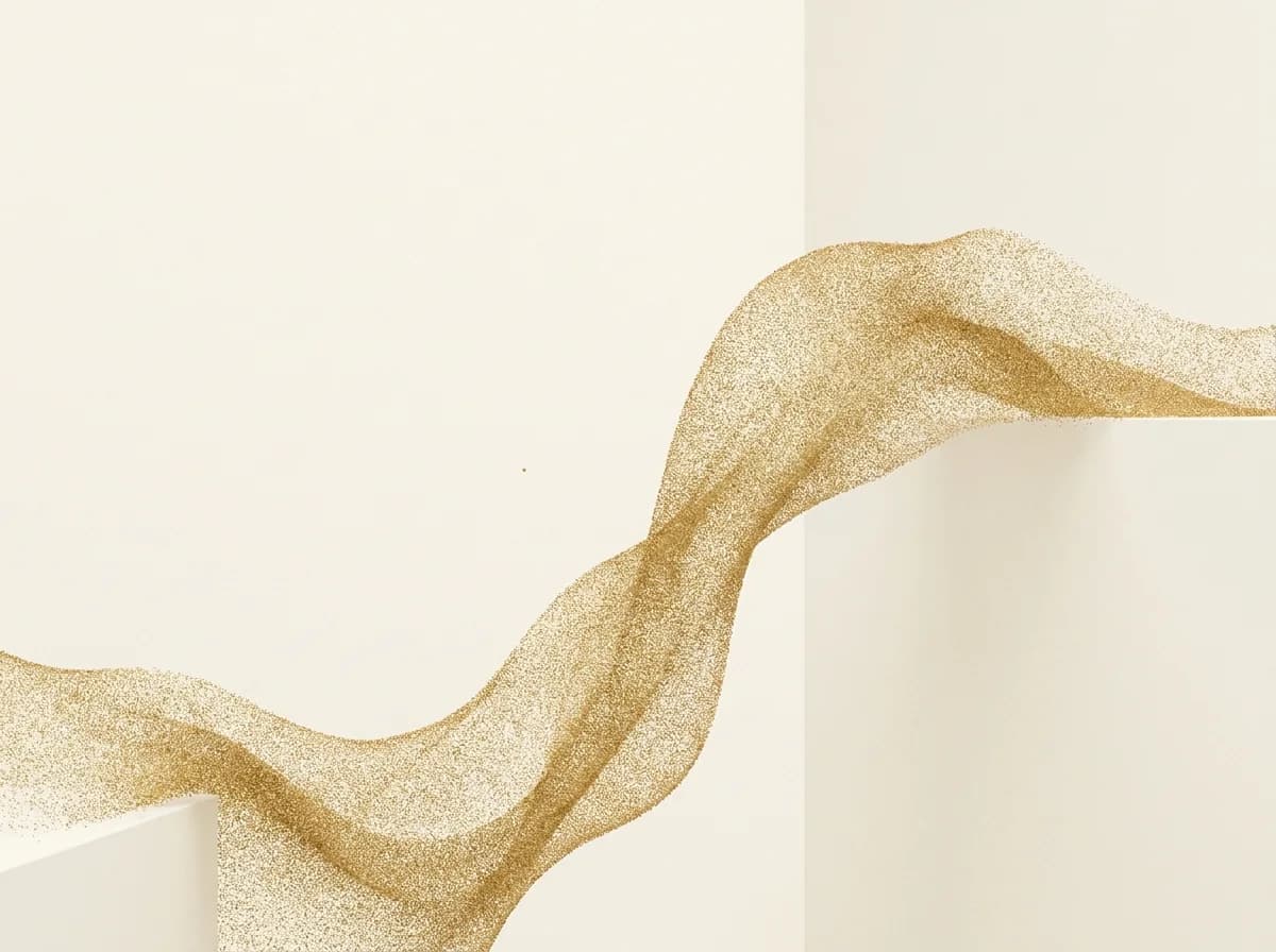 Flux de milliards de particules d'or traversant une architecture ivoire, une particule isolée invisible dans la masse : l'anonymat statistique