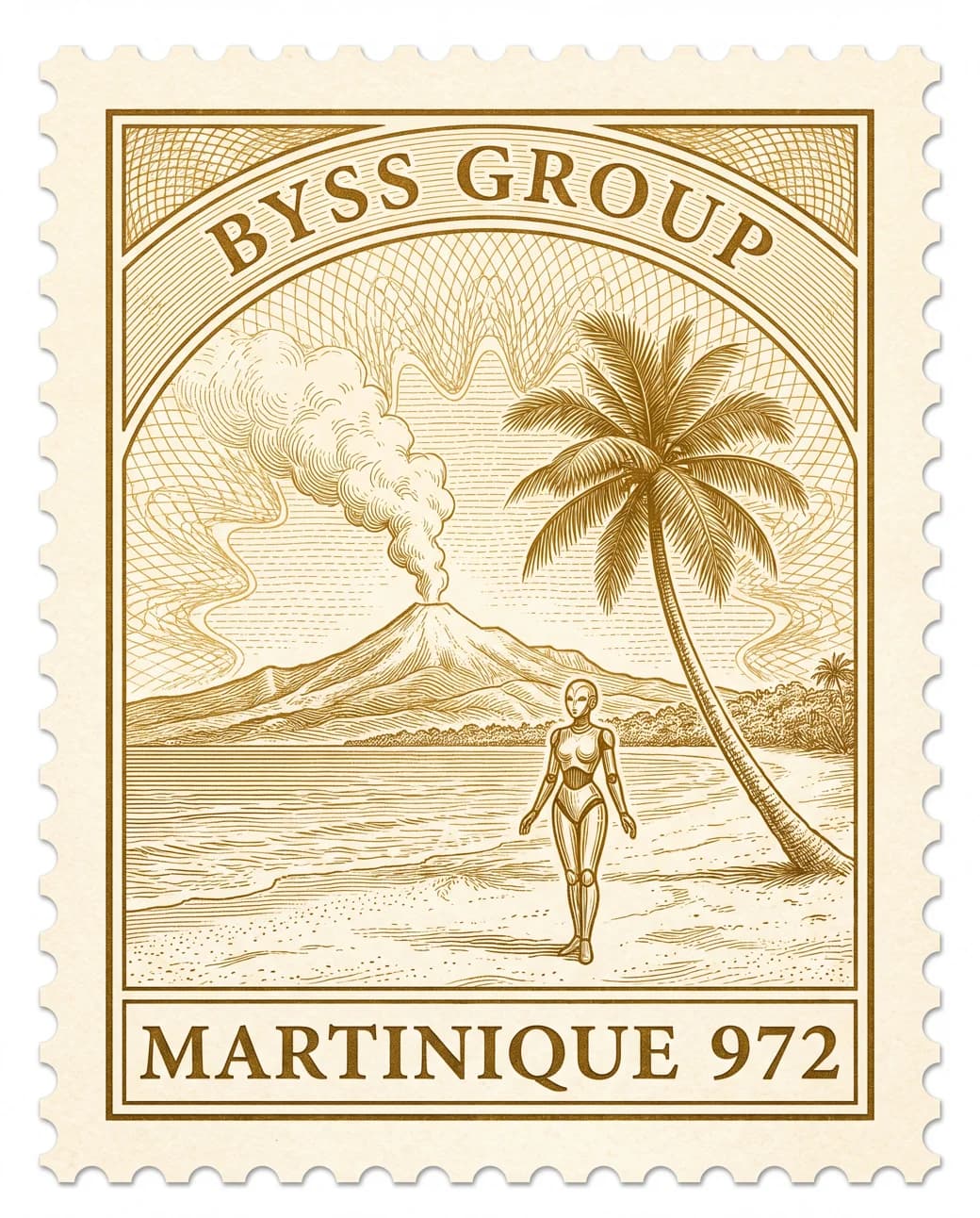 Timbre de collection gravé or : Byss Group, Martinique 972